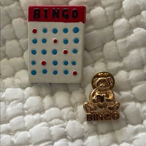 Bingo Themed Pin Set with Bear and Card